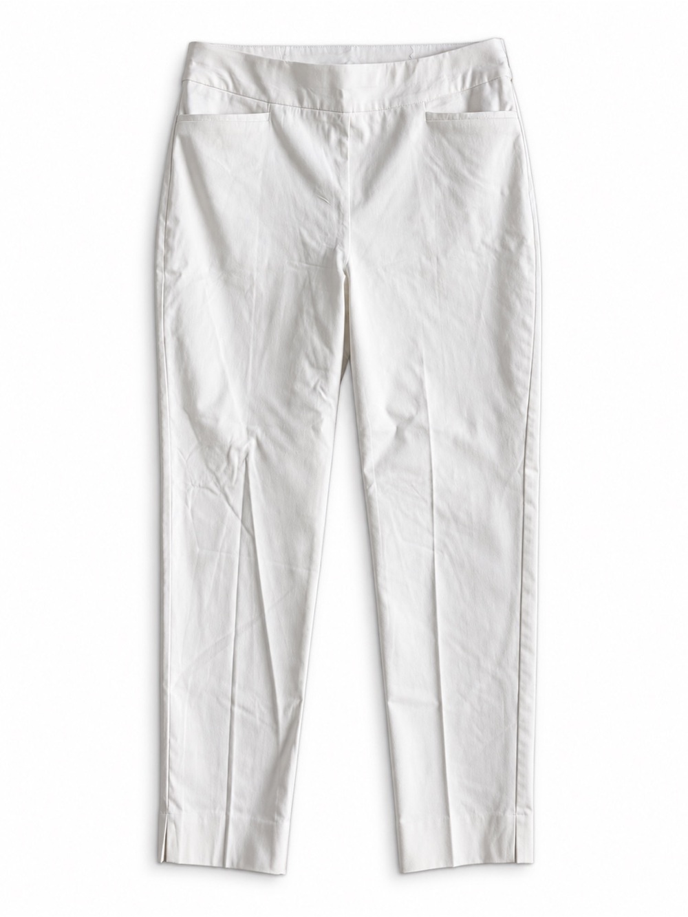 Chico’s White Straight Leg Ankle Pants Stretch Office 2R (US 12)